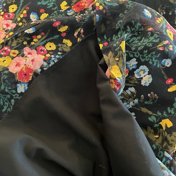 Madewell‎ x NO.6 Floral Ruffle Mock Neck Silk Romantic Mini Dress Size 2 - Picture 7 of 7